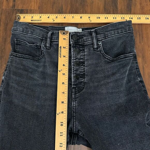 EVERLANE The High Rise Skinny Jeans Button-Fly in Washed Black - Picture 12 of 14